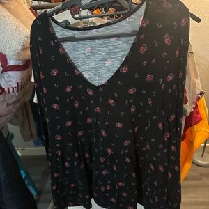 Torrid Black Floral Blouse